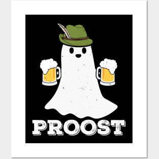 Prost Funny Oktoberfest Ghost Halloween Pun Vintage Posters and Art